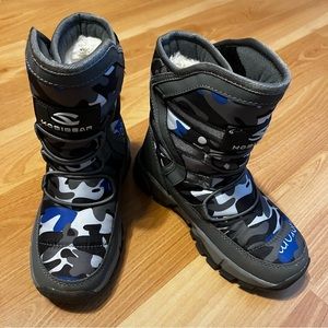 Snow Boots Winter Kids Shoes - Grey Blue Camo